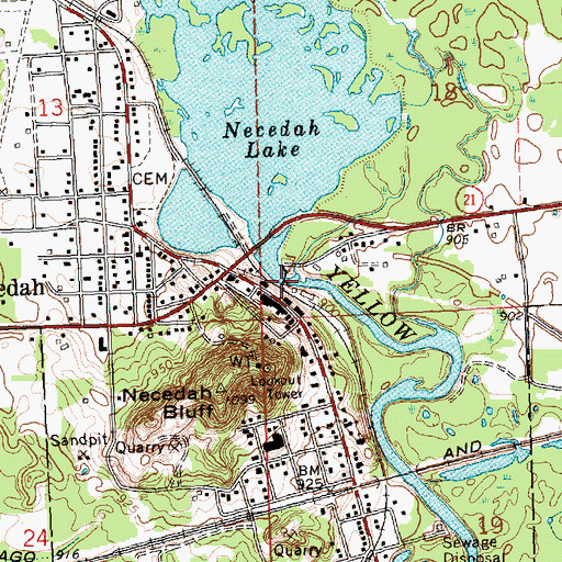 Topographic Map of Necedah Dam, WI