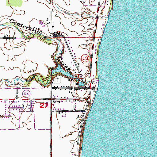 Topographic Map of Centerville Dam, WI