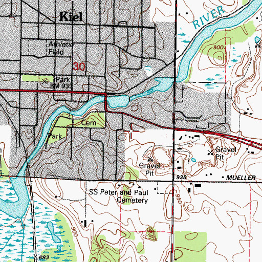 Topographic Map of Kiel 1855C149 Dam, WI