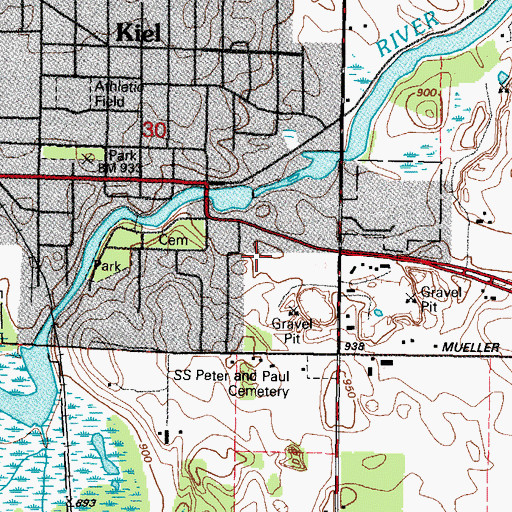 Topographic Map of Kiel 1855C149 Dam, WI