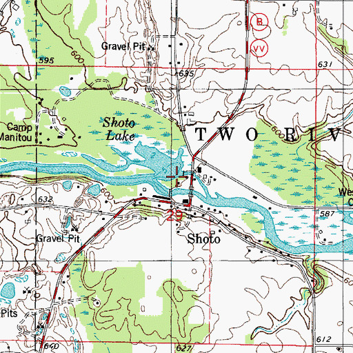 Topographic Map of Neshoto Dam, WI