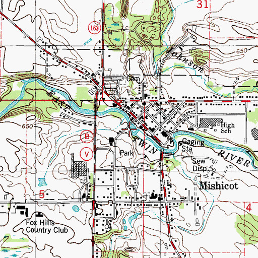 Topographic Map of Mishicot Dam, WI