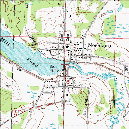 Topographic Map of Neshkoro Dam, WI
