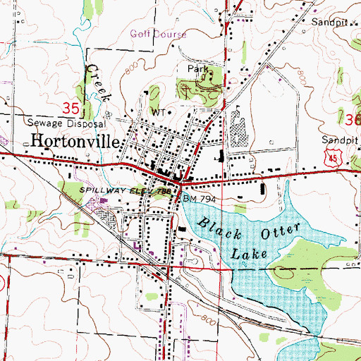 Topographic Map of Horton Ville Dam, WI
