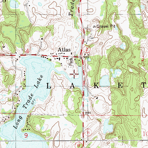 Topographic Map of Long Trade Lake 45, WI