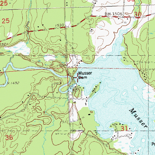 Topographic Map of Musser 2WP235 Dam, WI