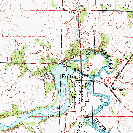 Topographic Map of Fulton Dam, WI