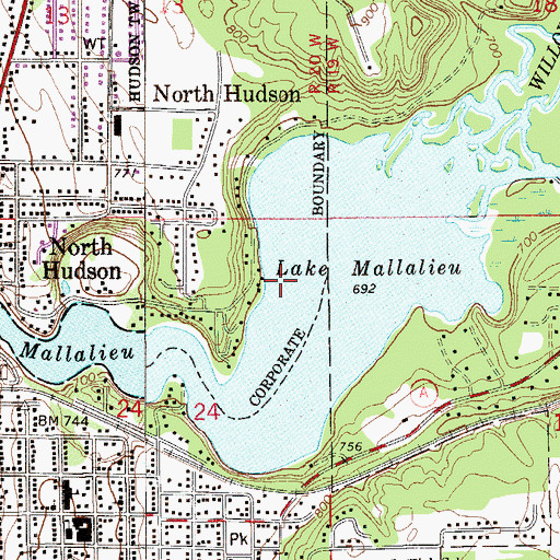 Topographic Map of Lake Mallalieu, WI