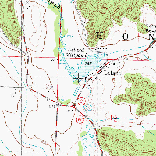 Topographic Map of Leland Dam, WI