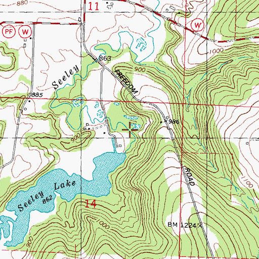 Topographic Map of Schraums Dam, WI