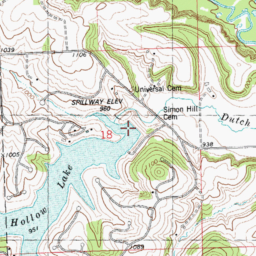 Topographic Map of Dutch Hollow Lake 3WR745 Dam, WI