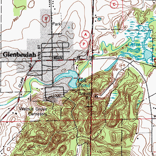 Topographic Map of Glenbeulah Dam, WI