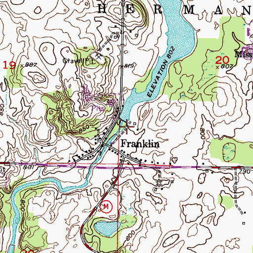 Topographic Map of Franklin Dam, WI
