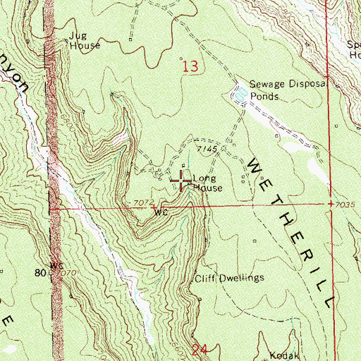 Topographic Map of Long House, CO