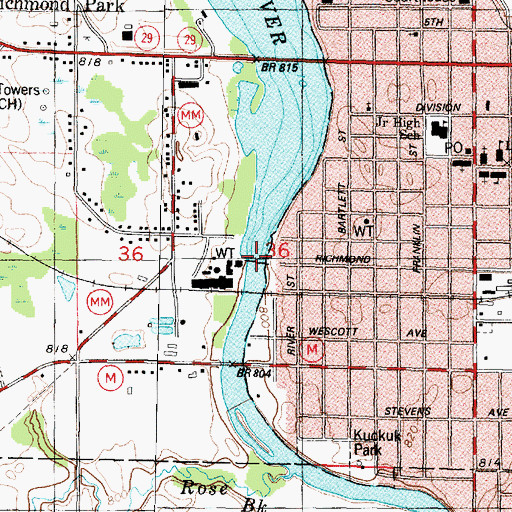Topographic Map of Shawano 3WR393 Dam, WI