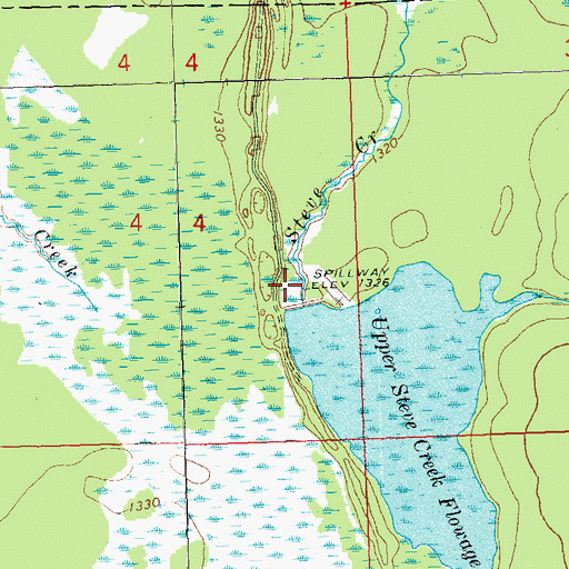 Topographic Map of Upper Steve Creek Flowage 9, WI