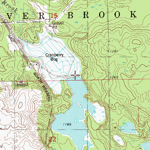 Topographic Map of Badger Cranberry Company Dam, WI