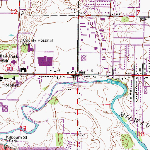 Topographic Map of Woolen Mill WP95 Dam, WI
