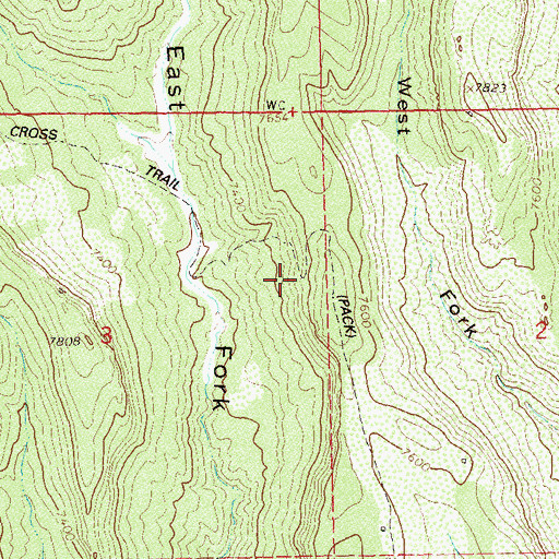 Topographic Map of Trail Cross Trail, CO