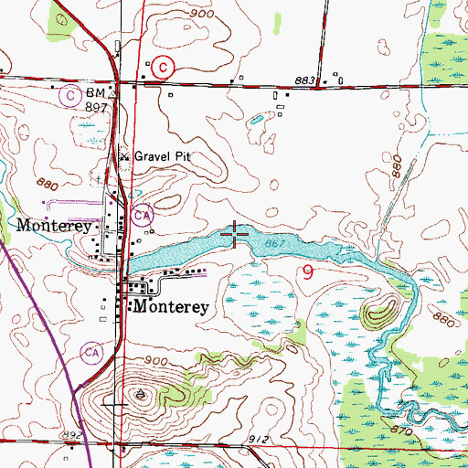 Topographic Map of Monterey Millpond 34, WI