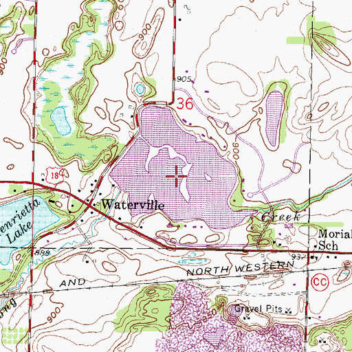 Topographic Map of Waterville Millpond, WI