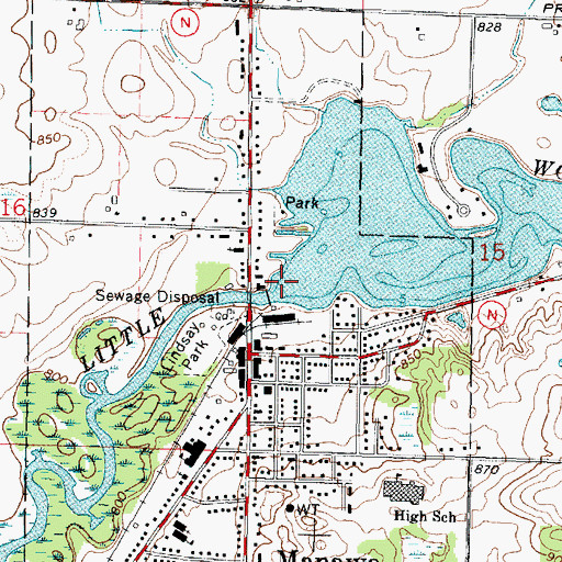 Topographic Map of Manawa 1899C177 Dam, WI
