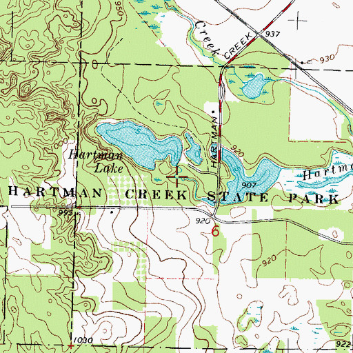 Topographic Map of Hartman Lake 2, WI