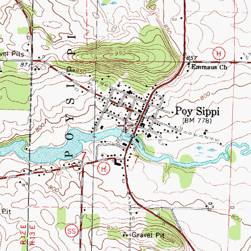 Topographic Map of Poy Sippi 1870C38 Dam, WI