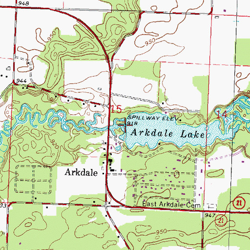 Topographic Map of Arkdale 3WR1429 Dam, WI