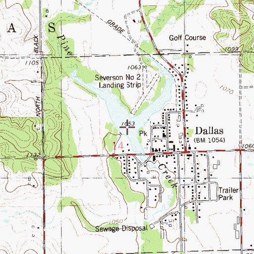 Topographic Map of Dallas Flowage, WI