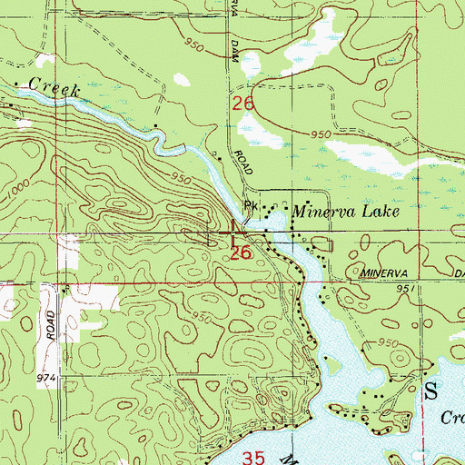 Topographic Map of Minerva 2WP503 Dam, WI