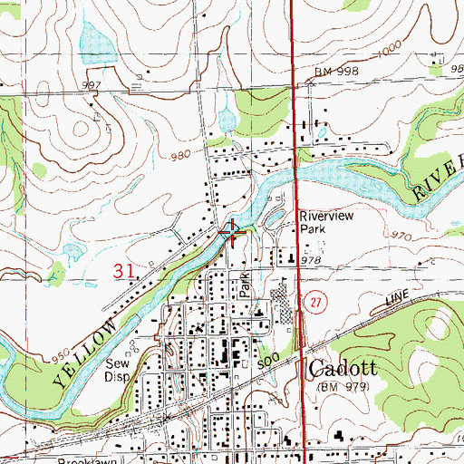 Topographic Map of Cadott Flowage 351, WI