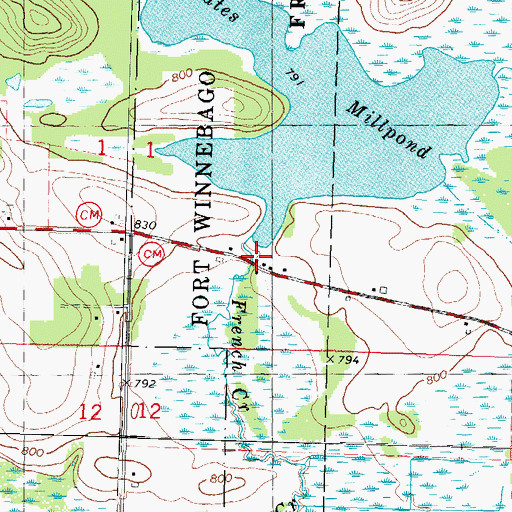 Topographic Map of Dates Mill Dam, WI