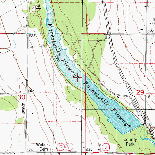 Topographic Map of Forestville Flowage 40, WI