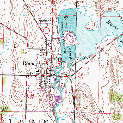 Topographic Map of Rome 3WR1668 Dam, WI