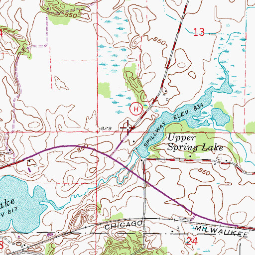Topographic Map of Carlin Dam, WI
