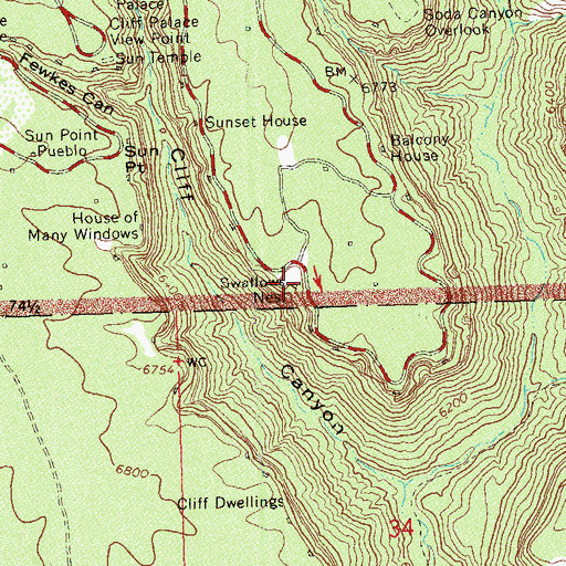 Topographic Map of Swallows Nest (historical), CO