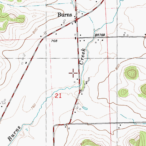 Topographic Map of Burns Dam, WI