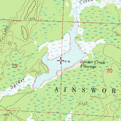 Topographic Map of Spider Creek Flowage, WI