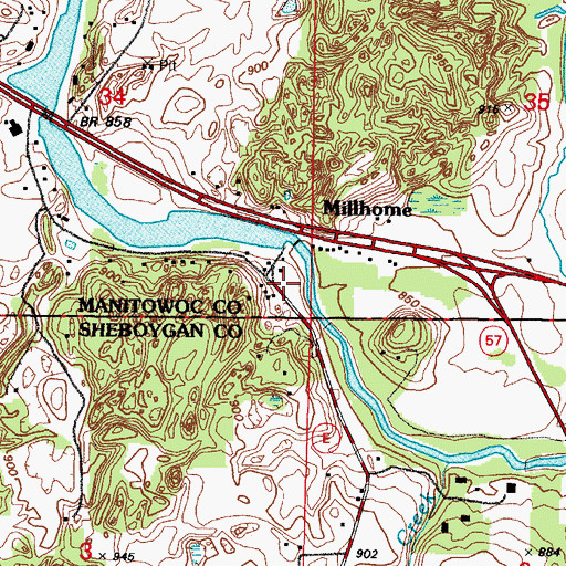 Topographic Map of Millhome Flowage 168, WI