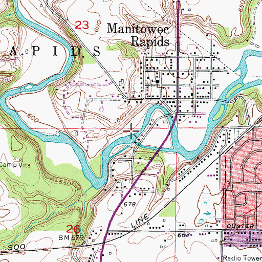 Topographic Map of 545 Reservoir, WI