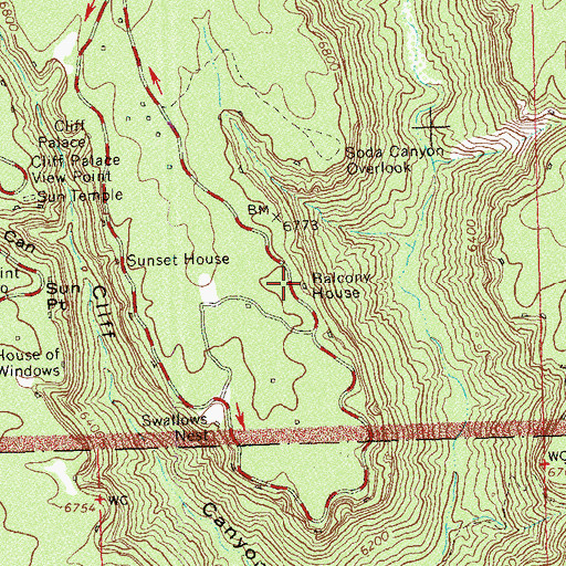 Topographic Map of Balcony House, CO