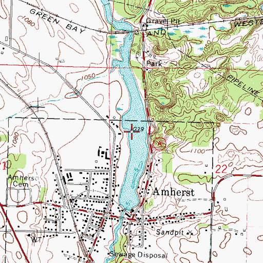 Topographic Map of Amherst Millpond 90, WI