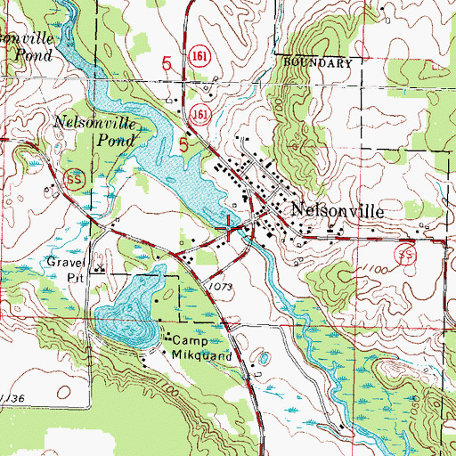 Topographic Map of Nelsonville Dam, WI