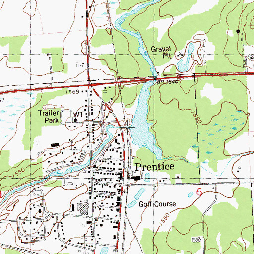 Topographic Map of Prentice 2WP234 Dam, WI