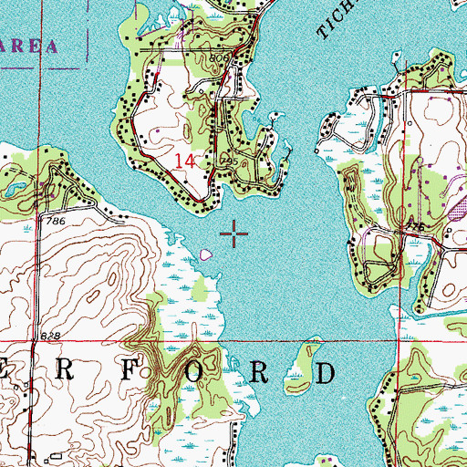 Topographic Map of Tichigan and Buena Lakes 359, WI
