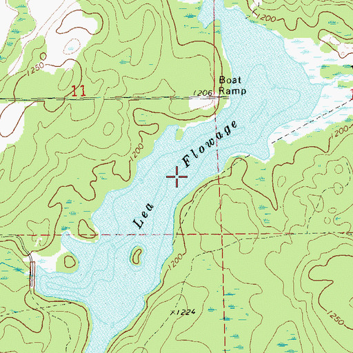 Topographic Map of Lea Flowage, WI
