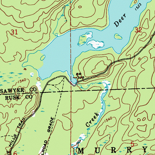 Topographic Map of Deer Creek 2WP1328 Dam, WI