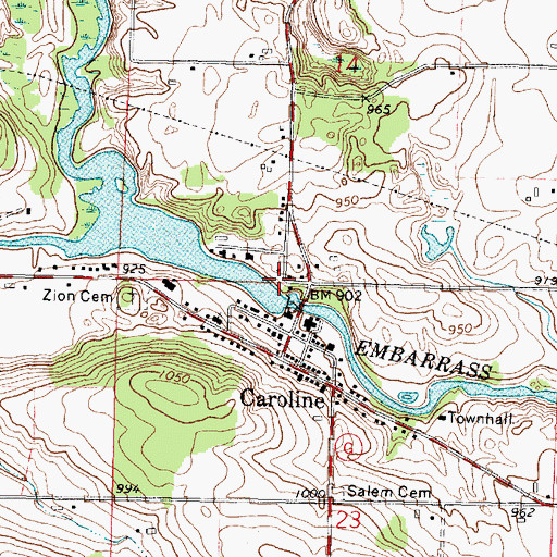 Topographic Map of Caroline Pond 247, WI