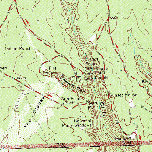 Topographic Map of Cliff Palace View Point, CO